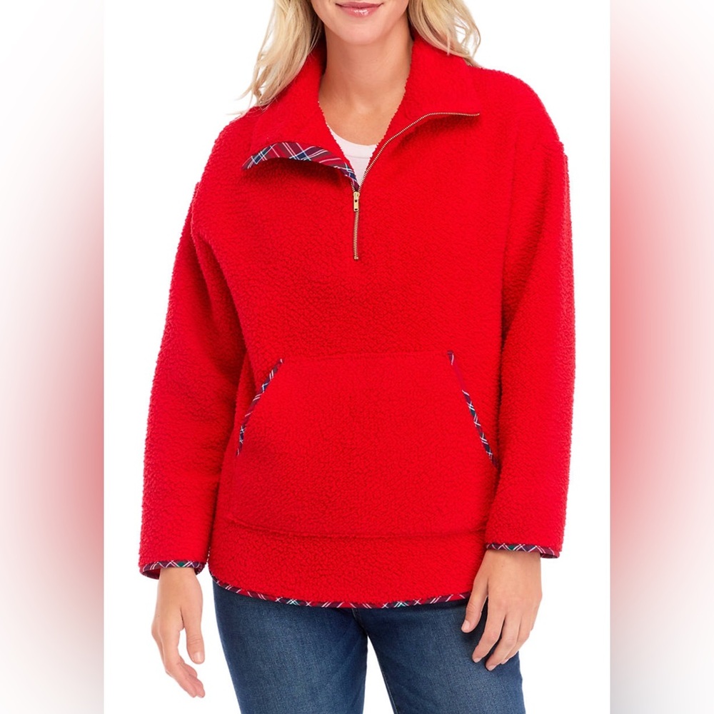 NWT Crown and Ivy Long Sleeve Sherpa Pullover SMALL